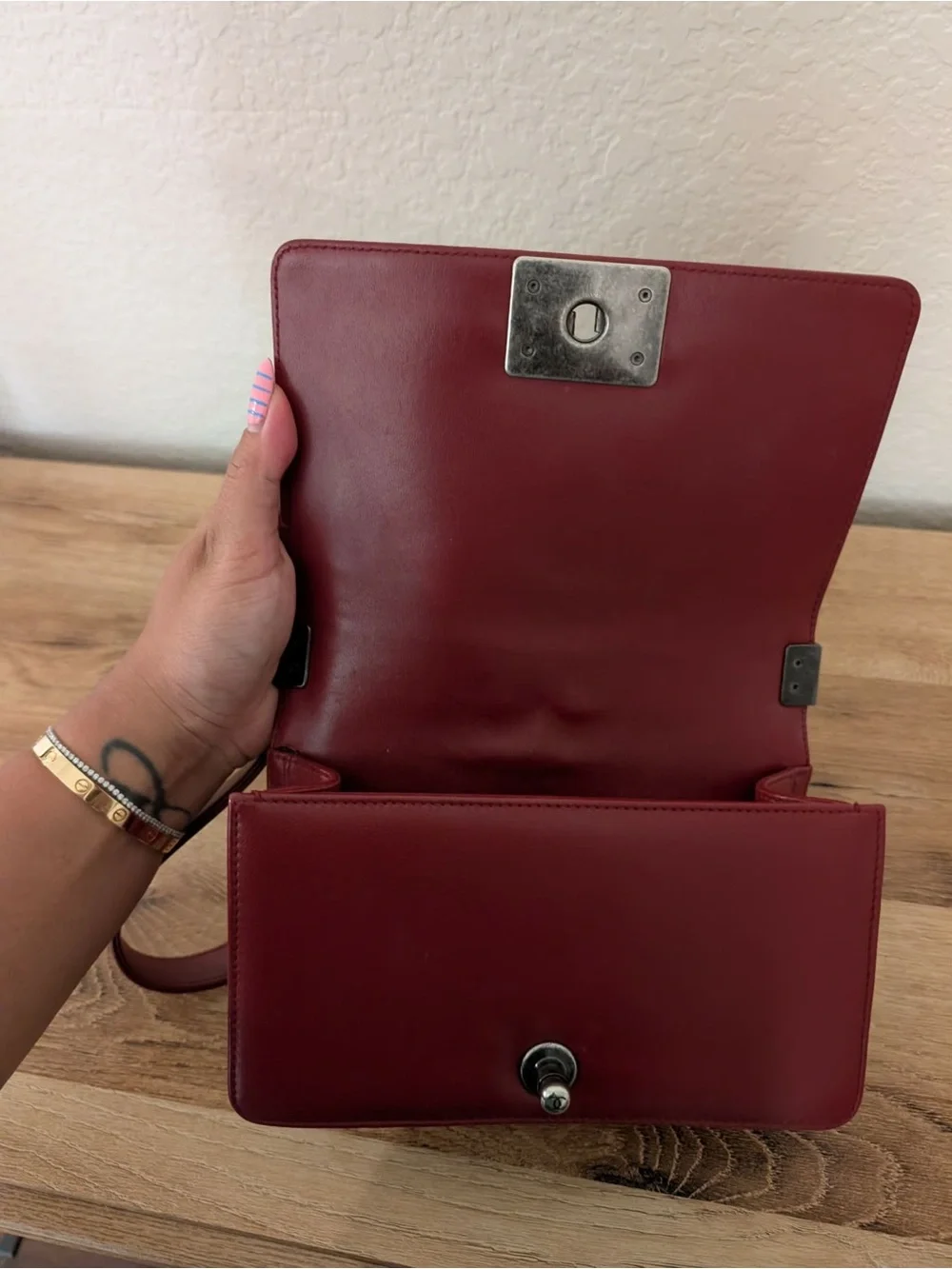 CHANEL Quilted Boy Crossbody Bag - Deep Wine Red